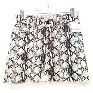 Frame Denim Snakeskin Print Raw Hem Skirt